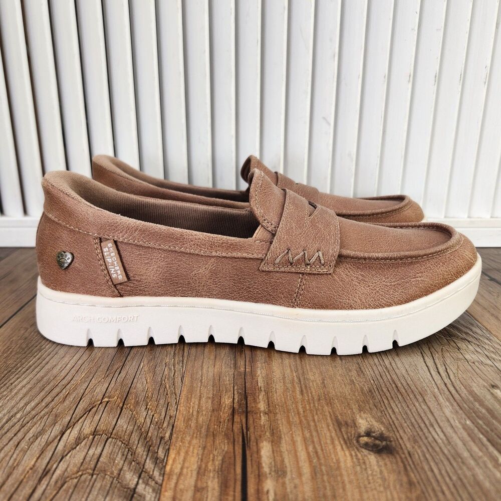Skechers Slip-Ins BOBS Arch Comfort Sunfest Penny Loafers Women's 9 Brown Shoes